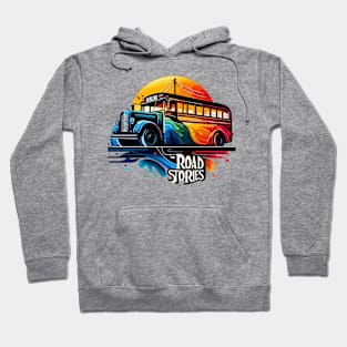 Artistic Silhouette Of A School Bus, Road Stories Hoodie